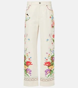 Valentino | High-rise floral embroidered straight jeans