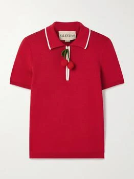 Valentino | Embellished Ribbed Cotton Polo Shirt
