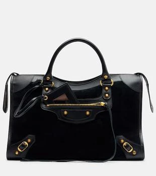 Balenciaga | Le City Medium leather-trimmed suede tote bag