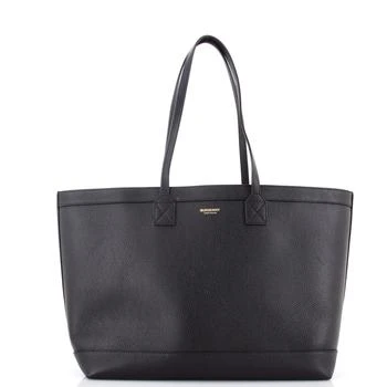 Burberry | Shopping Tote Leather with Check Canvas Interior Medium