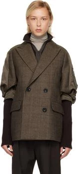 Sacai | Brown Double-Faced Plaid Blazer