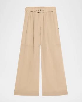 Brunello Cucinelli | Belted Cotton Gauze Wide Leg Track Pants