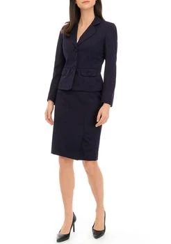 TONAL CHECK THREE BUTTON JACKET AND SIDE SLIT SKIRT