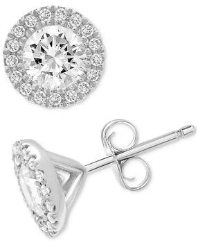 Macy's | Diamond Halo Stud Earrings (1 ct. t.w.) in 14k White Gold
