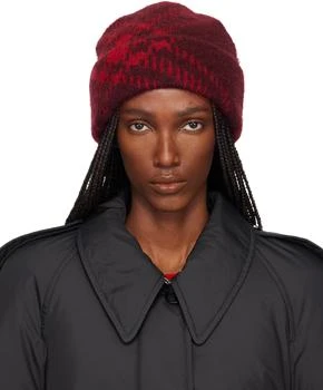 Burberry | Burgundy Check Mohair Wool-Blend Beanie
