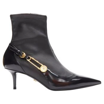 Versace | Medusa Punk Safety Pin leather kitten heel bootie