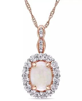 Macy
s | Opal (7/8 ct. t.w.), White Topaz (5/8 ct. t.w.) and Diamond Accent Vintage 17" Necklace in 14k Rose Gold