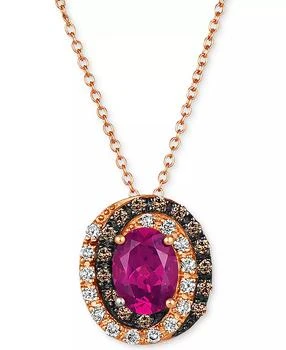 Le Vian | Raspberry Rhodolite (1-3/8 ct. t.w.) & Diamond (1/3 ct. t.w.) Adjustable 20" Pendant Necklace in 14k Rose Gold