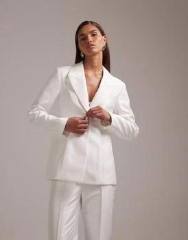 ASOS DESIGN structured blazer with deep pockets in white