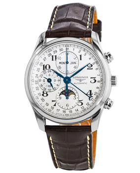 Longines Master Collection Moonphase Chronograph Silver Dial Leather Strap Men's Watch L2.673.4.78.3