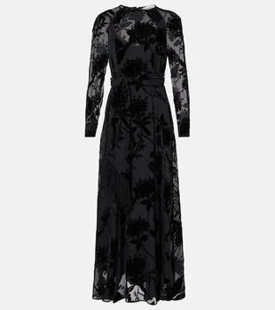 Burnout Sheath floral velvet maxi dress