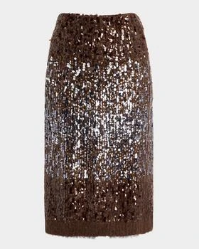 Brunello Cucinelli | Multi-Size Degrade Pailette Mohair Knit Midi Skirt