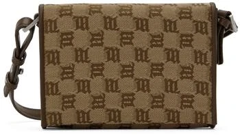 SSENSE Exclusive Brown & Taupe Jacquard Monogram Phone Pouch