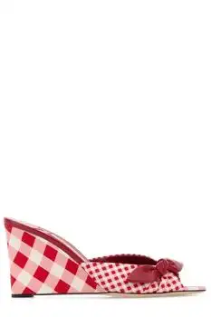 Jimmy Choo | Jimmy Choo Livi 85 Gingham Bow Wedge Mules