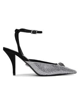 Versace | Embellished Medusa 85MM Slingback Sandals