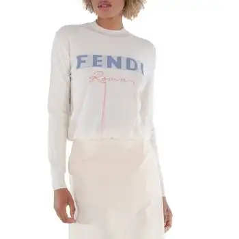 Fendi | Fendi Logo-Print Cashmere Sweater, Brand Size 42 (US Size 6)