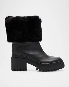 Giuseppe Zanotti | Leather Ankle Boots with Shearling Cuff