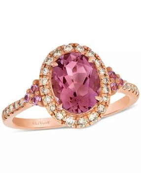 Le Vian | Passion Fruit Tourmaline (1-1/2 ct. t.w.), Bubble Gum Pink Sapphire (1/10 ct. t.w.), &  Nude Diamond (1/4 ct. t.w.) Halo Ring in 14k Rose Gold