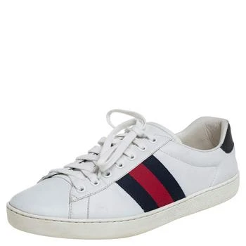 Gucci | Gucci White Leather  And Python Embossed Leather Ace Low Top Sneakers Size 40