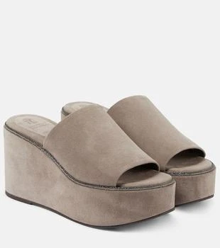 Brunello Cucinelli | Suede platform slides