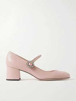 Valentino | 55 Embellished Leather Mary Jane Pumps - Blush - IT38.5