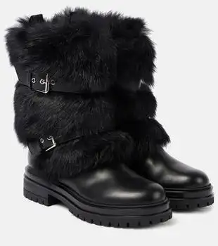 Gianvito Rossi | Maverick leather and shearling biker boots