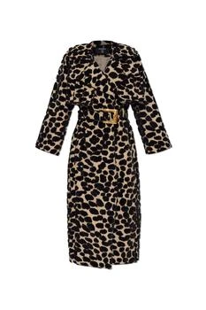 Balmain | Balmain Leopard Print Jacquard Belted Trench Coat