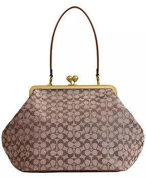 Kisslock Large Crystal Signature Jacquard Frame Bag
