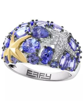 Effy | Tanzanite (3-3/8 ct. t.w.) 
Diamond (1/5 ct. t.w.) Ring in Sterling Silver with Gold Plating