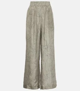 Brunello Cucinelli | Floral silk wide-leg pants