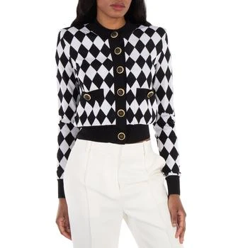 Balmain | Diamond-Intarsia Virgin Wool Cardigan