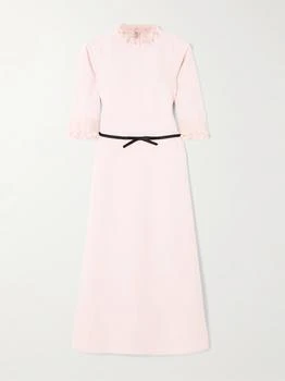 Valentino | Belted Plissé Chiffon-trimmed Crepe Midi Dress  - IT38