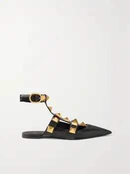 Valentino | Valentino Garavani Roman Stud Leather Point-toe Flats - IT35