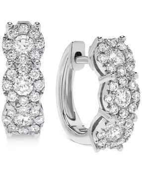 Macy's | Diamond Halo Hoop Earrings (1 ct. t.w.) in 14k Gold or 14k White Gold