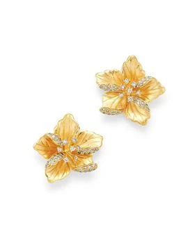 Bloomingdale's | Diamond Flower Earrings in 14K Textured Yellow Gold, 0.30 tcw