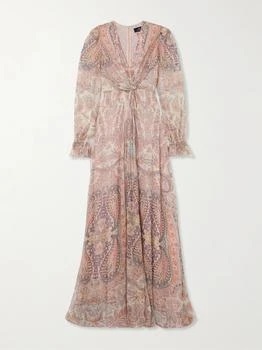 ETRO | Twist-front Paisley-print Silk-crepon Maxi Dress - Baby pink - IT38