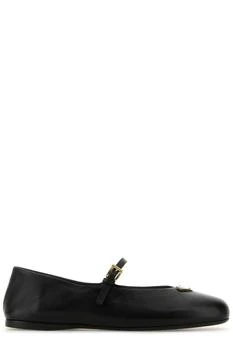 Prada | Prada Logo Detailed Round-Toe Ballerina Shoes