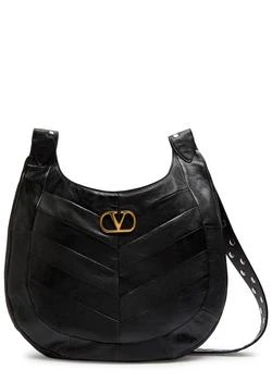 Valentino | Logo-plaque chevron leather hobo bag