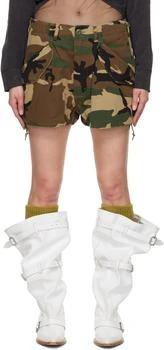 Green & Brown Loose Marianne Cargo Shorts