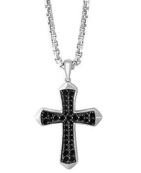 EFFY® Men
s Black Spinel Cross 22" Pendant Necklace (1-1/5 ct. t.w.) in Sterling Silver