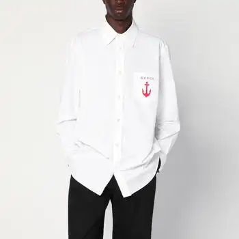 Gucci | White cotton shirt with logo embroidery