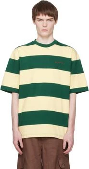 Marni | Green & Yellow Maxi-Stripe Cotton T-shirt