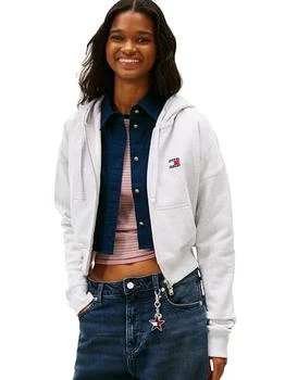 Tommy Hilfiger Tommy Jeans Women's Medium Weight Cropped Zip Up Hoodie With Embroidered Flag Logo