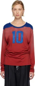 MAISON MARGIELA | Red & Blue Varsity Long-Sleeved T-shirt