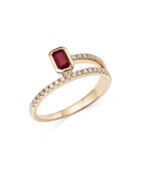 Bloomingdale's | Ruby and Diamond Bypass Ring in 14K Yellow Gold