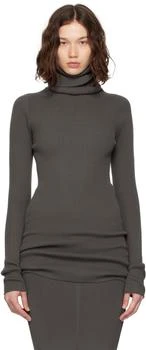 Rick Owens | Gray Concordians Ribbed Knit Tube Turtleneck