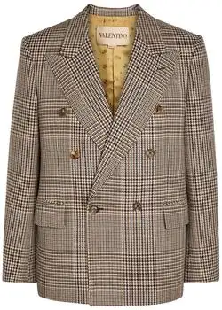 Valentino | Houndstooth double-breasted wool blazer