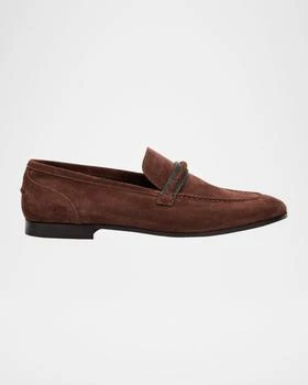 Brunello Cucinelli | Suede Monili Strap Slip-On Loafers