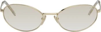 Prada | Gold Metal Oval Sunglasses