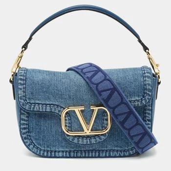 Valentino | Valentino VLogo Medium Blue Denim and Leather Shoulder Bags